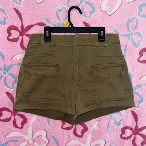 Army green garage shorts